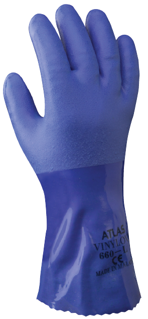 SHOWA ATLAS - 660 TRIPLE DIPPED HEAVYWEIGHT PVC ROUGH COAT GLOVE. EXCELLENT  CHOICE FOR WORK IN THE FISHING INDUSTRY!